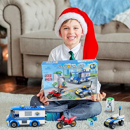 Miniatura 6 de VIOSEBN El juego de construcción de robo de policía de la ciudad incluye camión de prisión, coche de policía, motocicleta, cajero automático,