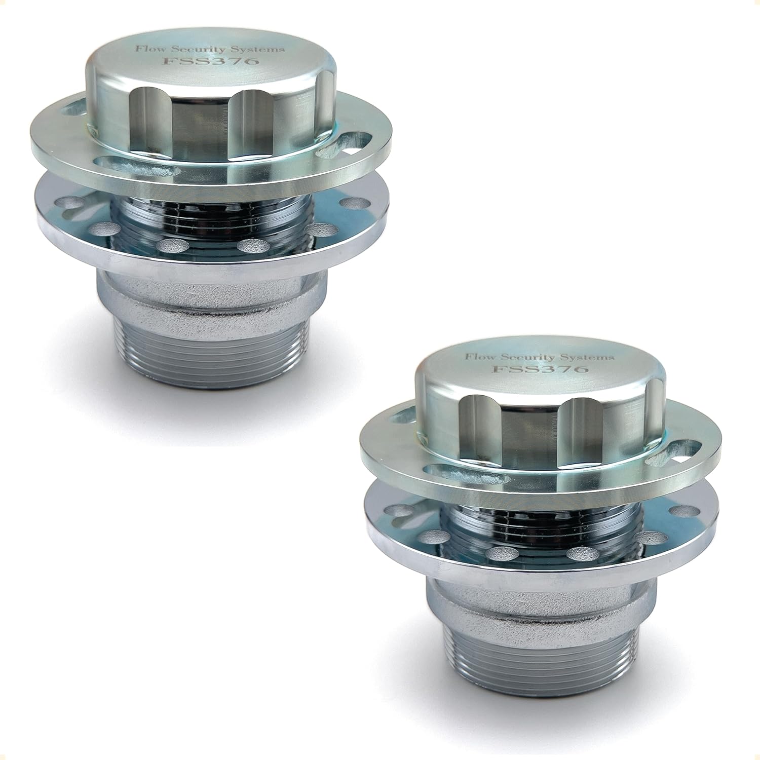 The Flow Security Systems Non-Vented Locking Fuel Tank Cap | Secures Transfer & Above Ground Commercial Fuel Tanks | Prevents Theft & Fuel Vandalism | FSS 376M | Male 2" Std Thread - 2CT