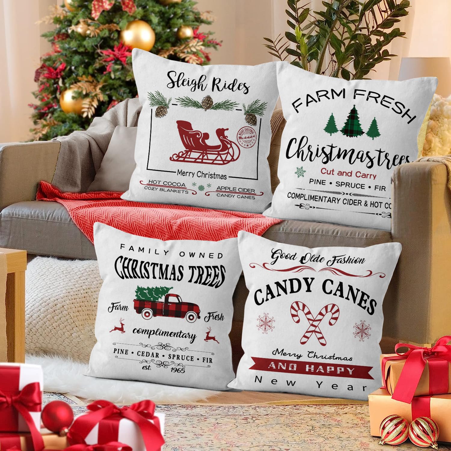 Housses De Coussin De Noël, Taies D'oreiller, Décoration De Noël Pour La Maison, 45 X 45 Cm, Housse De Coussin Décorative Pour Canapé (Père Noël) | Leroy Merlin