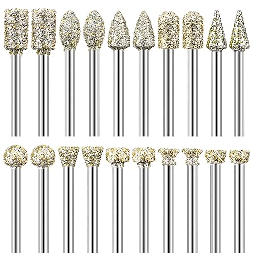 Juego de brocas de diamante para herramientas rotativas Dremel, 20 brocas de diamante con vástago de 18 pulgadas, accesorios de herramienta