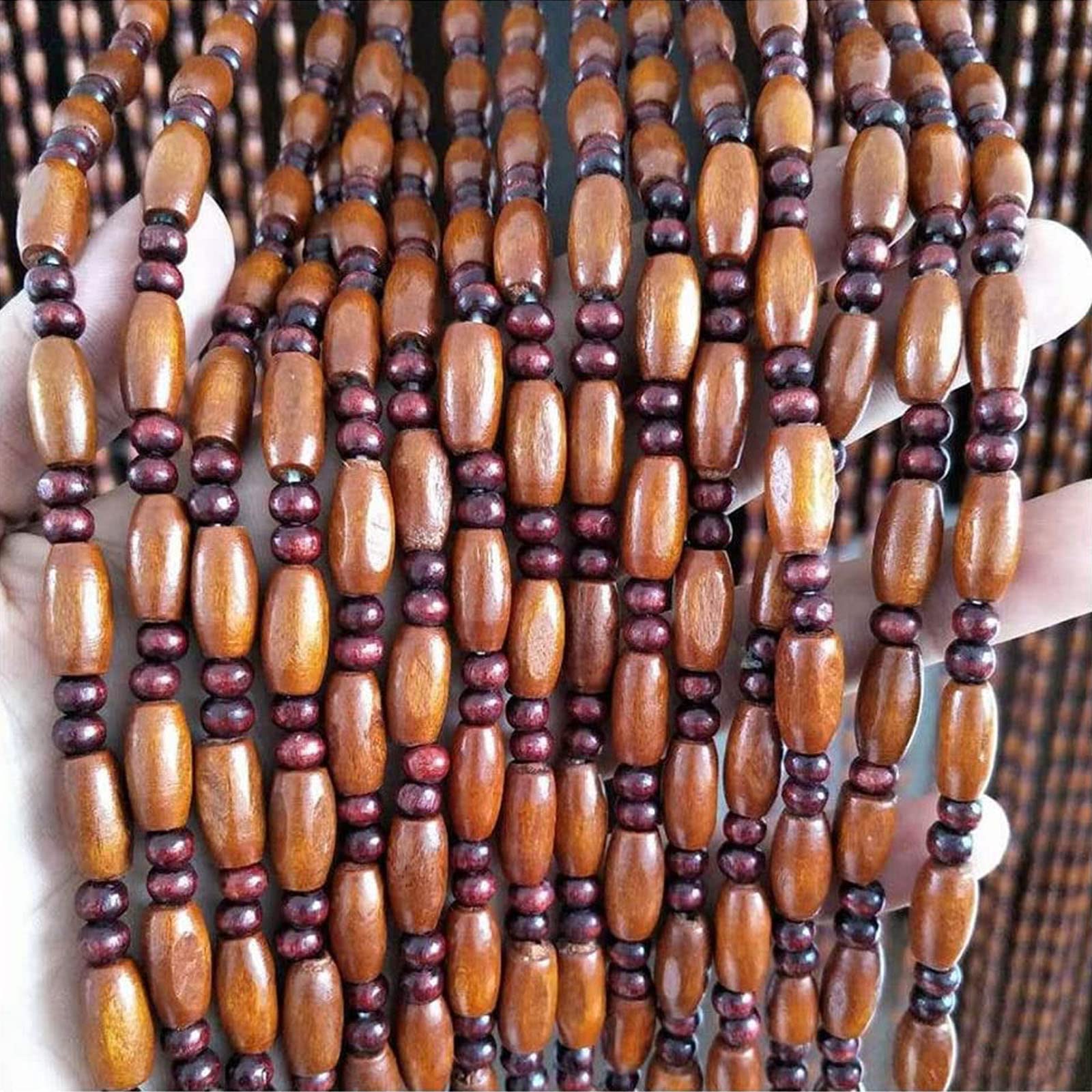 Rideau de Porte Suspendu,Rideau de Perles en Bois Naturel,Fait à la Main,Rideaux Decore Votre Chambre pour Maison,Salon,Chambre à Coucher,avec Accessoires,Personnalisable (41 strands 80x200cm)