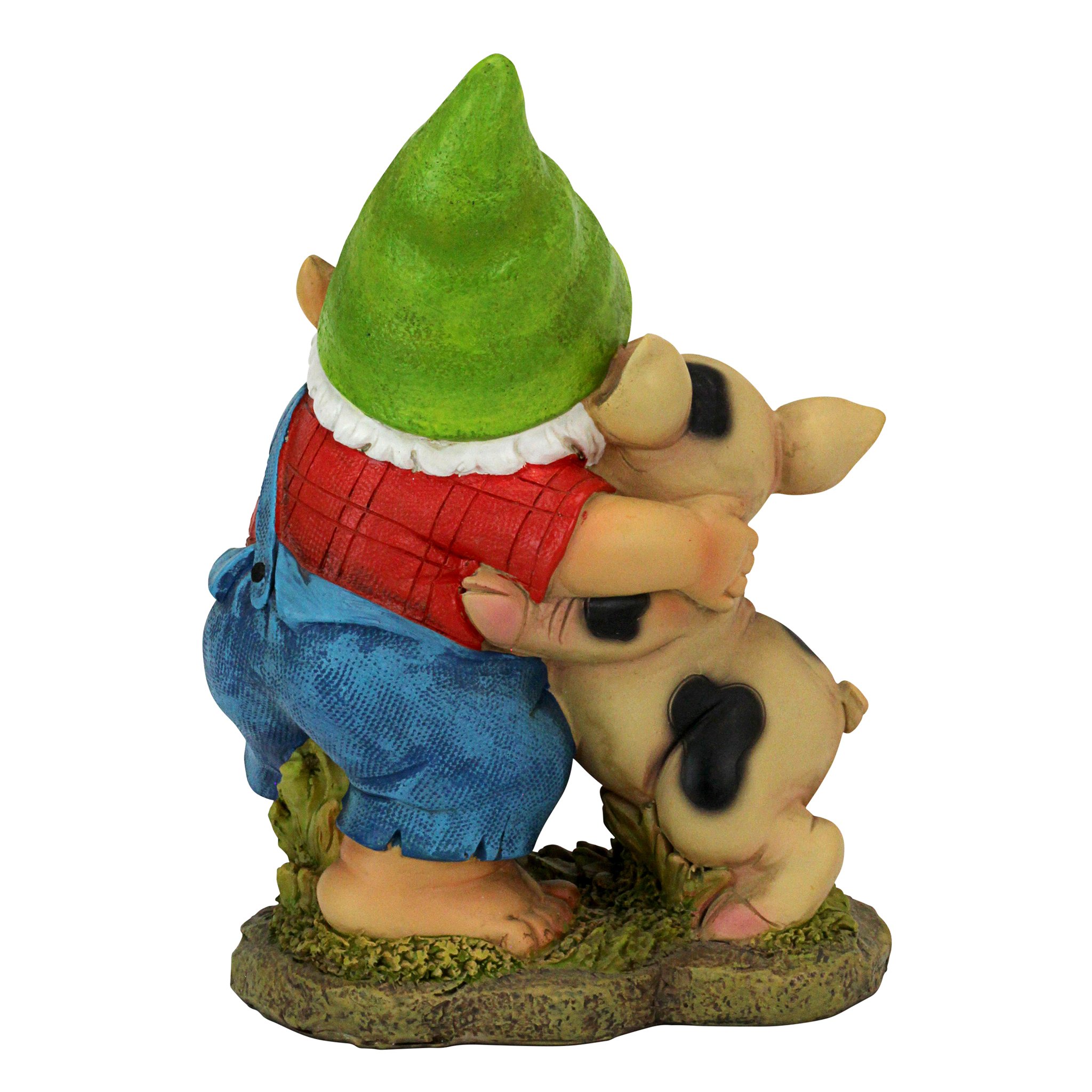 Statue nain de jardin - Nain de jardin heureux comme un cochon dans la pâtée - Nain de jardin pour pelouse