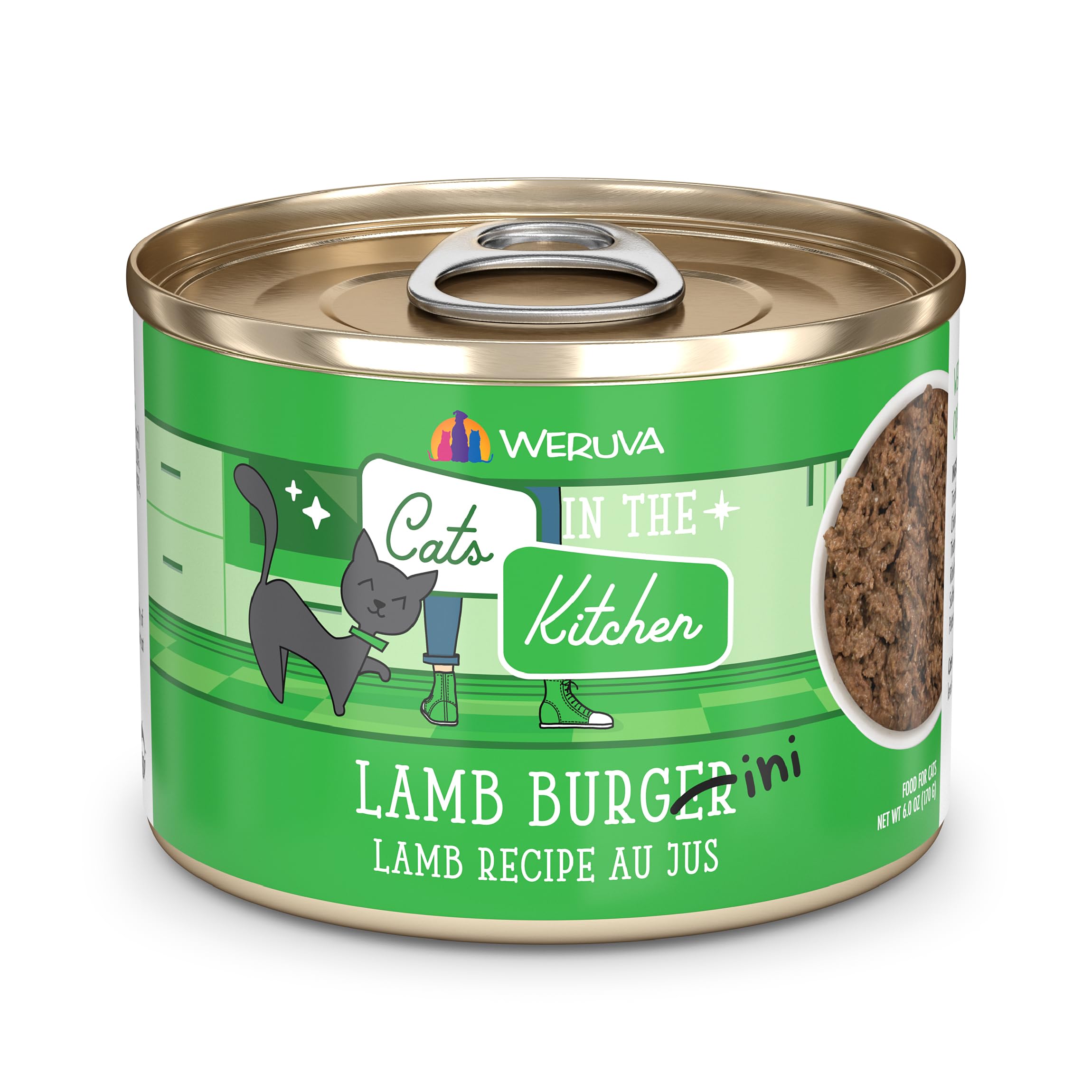 Cats in The Kitchen, Lamb Burger-ini with Lamb Au Jus Cat Food, 6oz Can (Pack of 24)