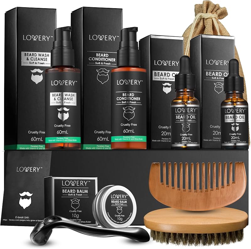 Gifts for Men Beard Grooming Kit, Holiday Gift Beard Kit Set with Beard Oil, Balm, Wash, Brush, Comb & More, Mens Gifts for Him, Dad, Birthday, Boyfriend, Husband, Man