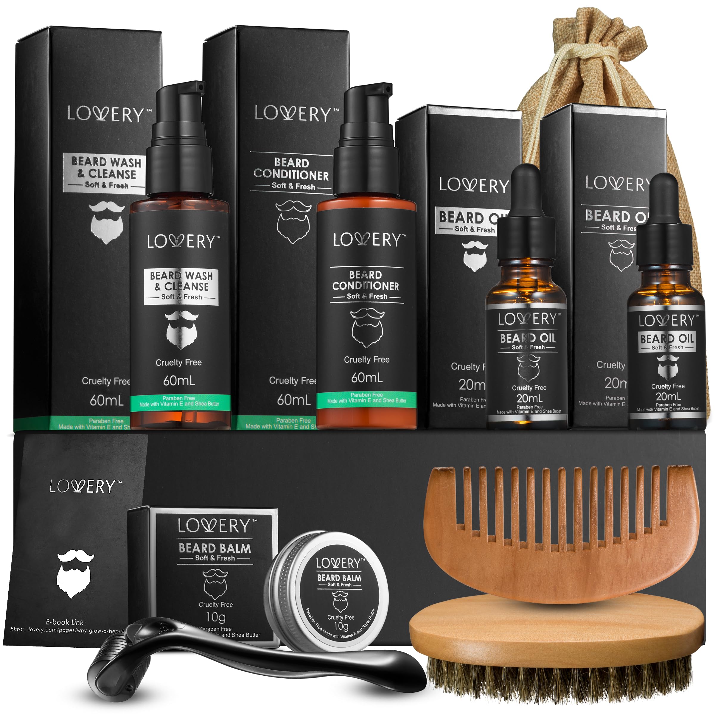 Beard Grooming Kit, Gifts for Men, Beard Kit Set with Beard Oil, Balm, Wash, Brush, Comb & More, Mens Gifts for Dad Him Boyfriend Husband Man, Birthday Gifts for Men