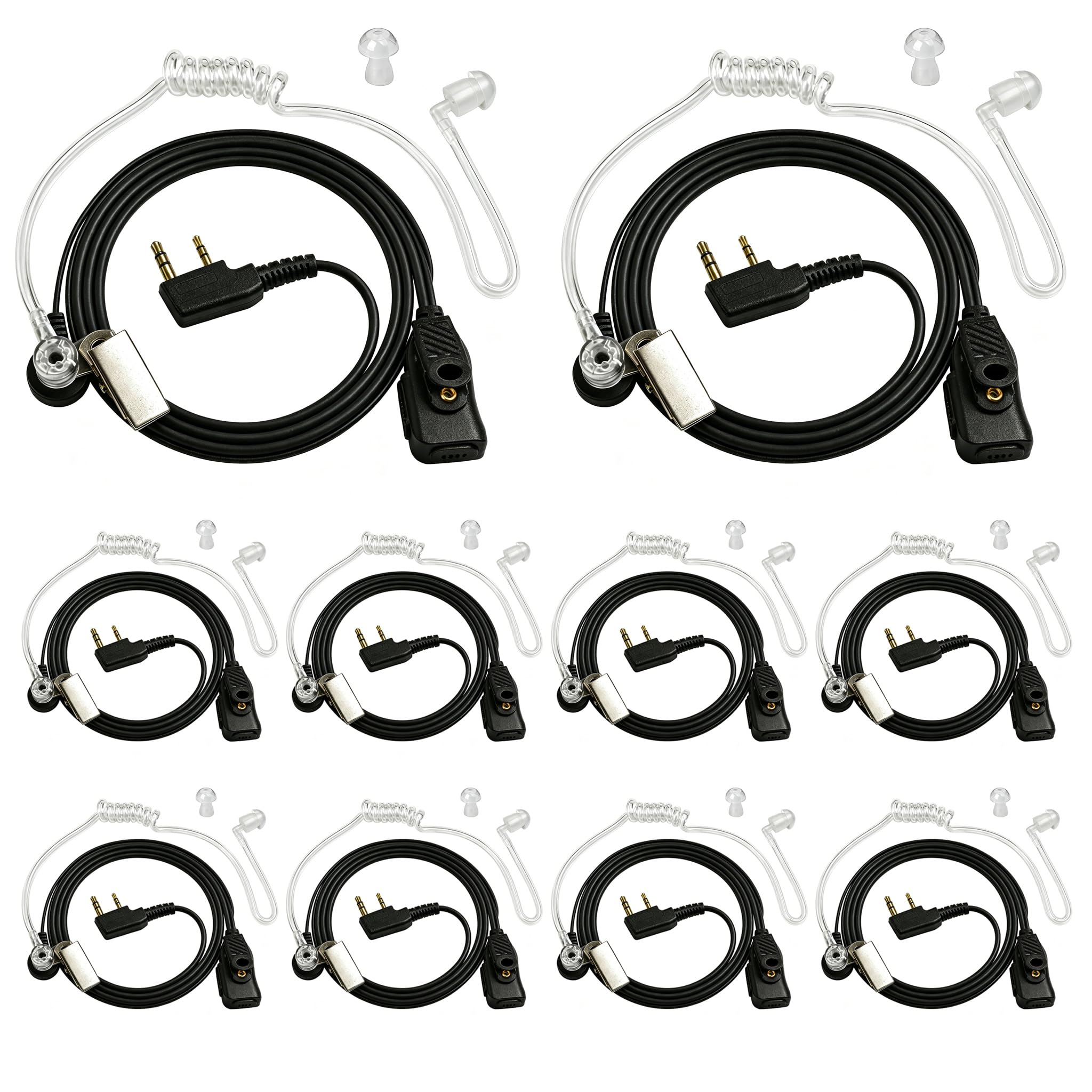 HYS Ukryte 2-pinowe słuchawki bezpieczeństwa PTT kompatybilne z Baofeng UV-5R BF-888S Quansheng UV-K5 UV-K5(8) Kenwood Walkie Talkie (TB03K-10)