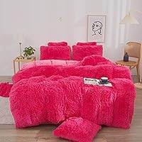 Vista 19 de XeGe juego de funda de edredón de terciopelo de lujo ultrasuave, juego de cama de 2 piezas, 1 funda de edredón de piel sintética y 1 funda