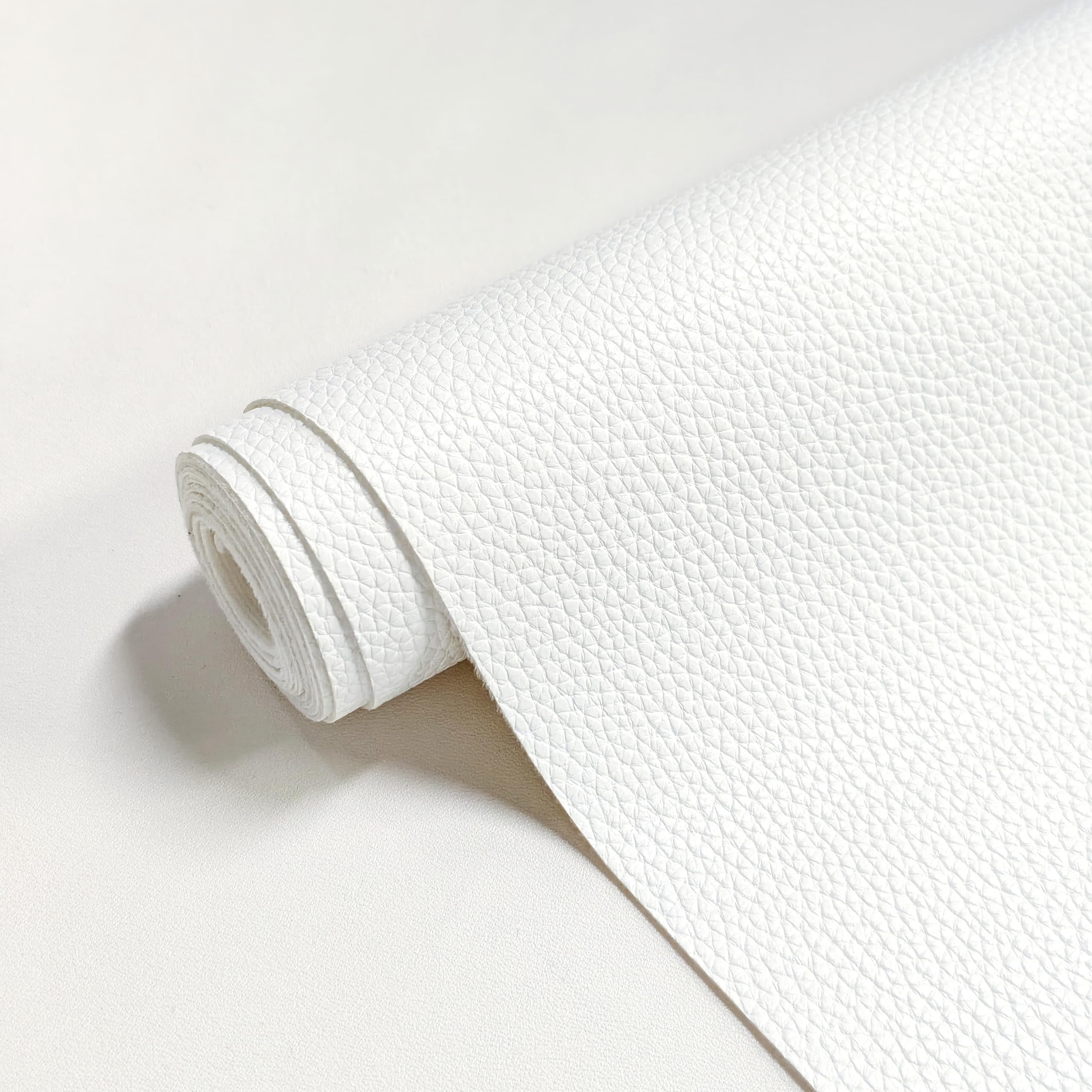 JERLITU Litchi Grained Solid Color Faux Leather Fabric 30 cm X 137 cm, Soft Waterproof PU Fake Pleather Roll for Bags, DIY Crafts, Shoes and Accessories, White โ image 1