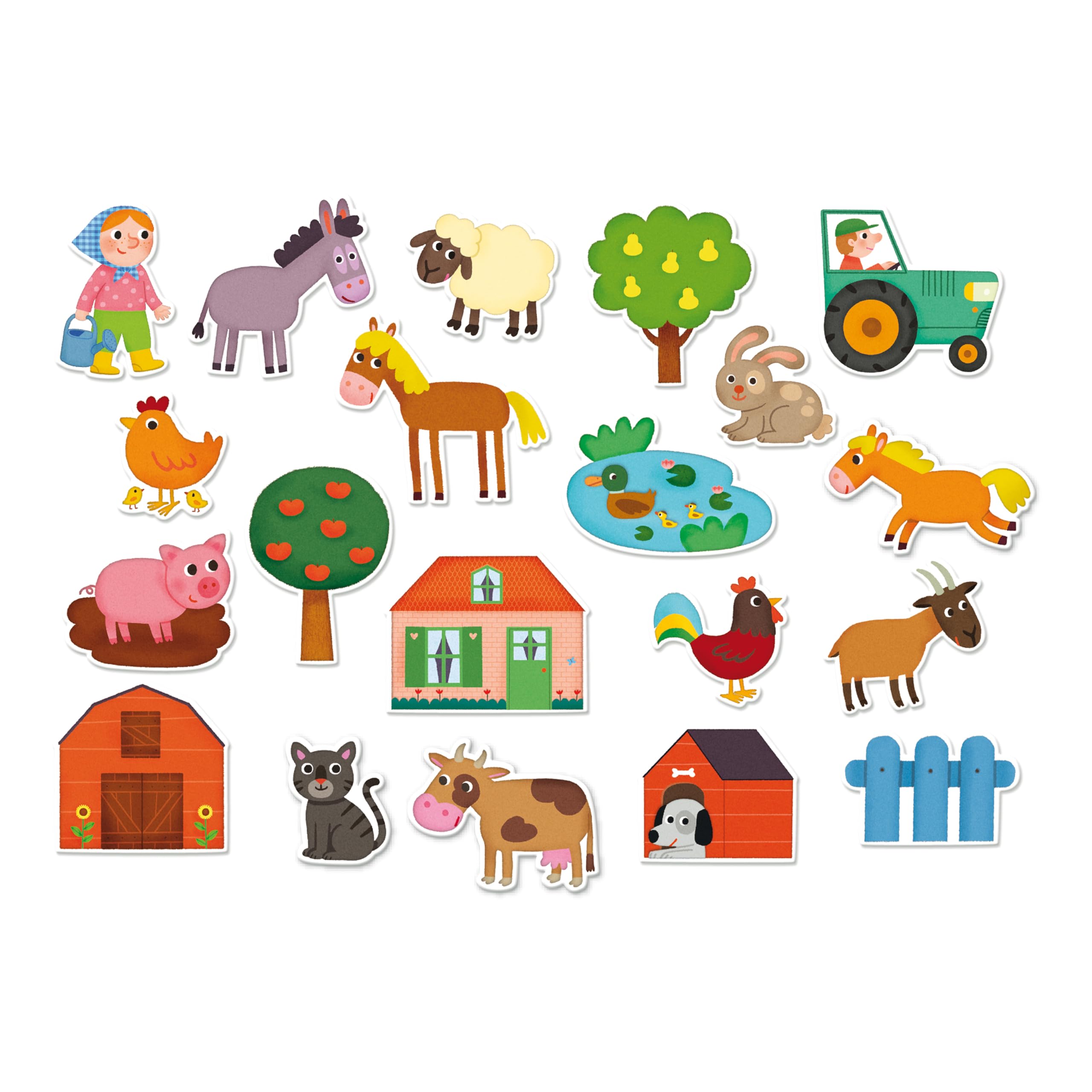 Vilac Farm Themed Wooden Magnets, Learning Made Fun with Colorful Magnets, 20 Piece Set, 2 Years+