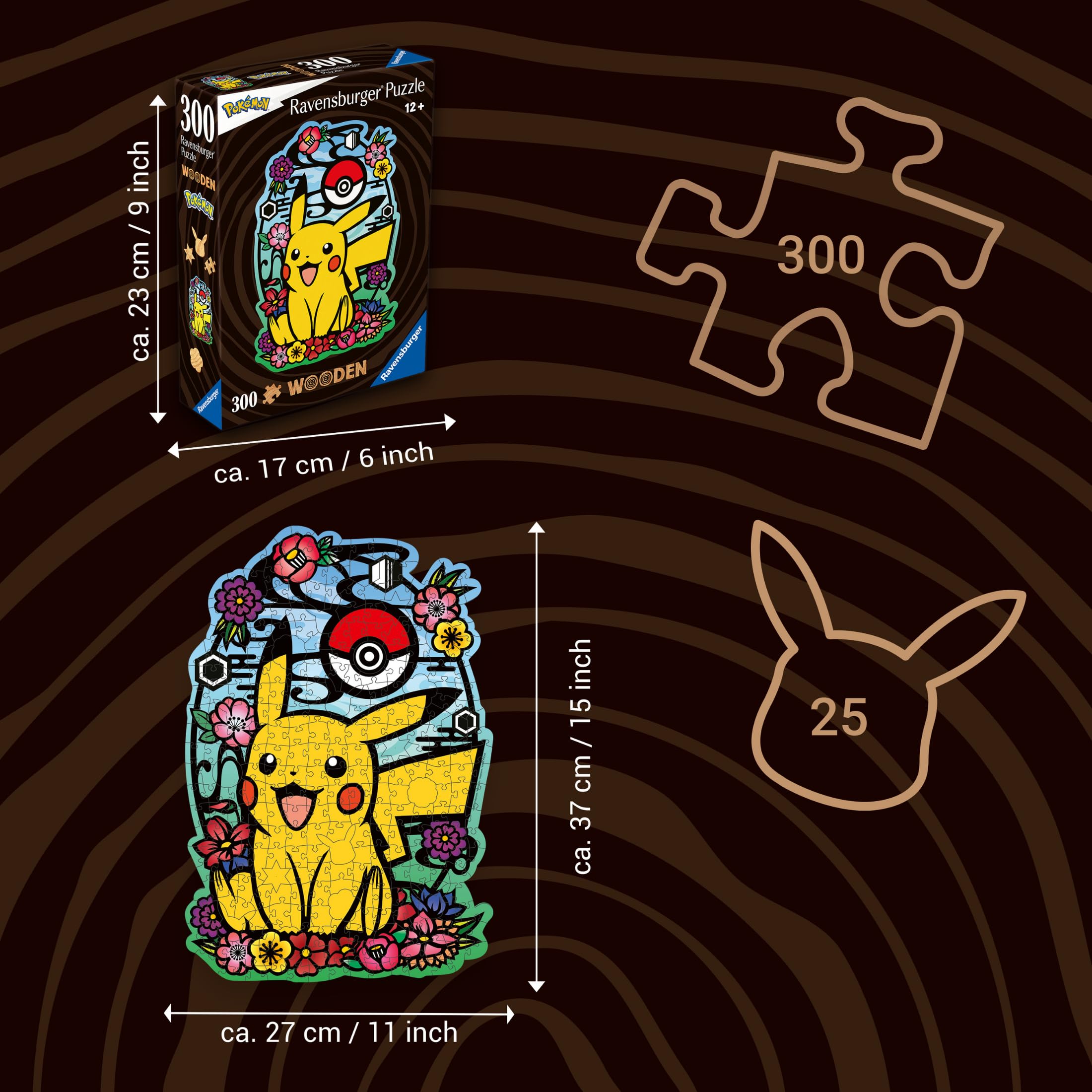 Ravensburger - Puzzle 300 Pikachu | Puzzle Per Adulti 300 Pezzi | Puzzle Adulti Per Bambini Dai 14 Anni In Su | Regalo Compleanno Per Bambini Dai 14 Anni In Su | Misure 37x27 cm