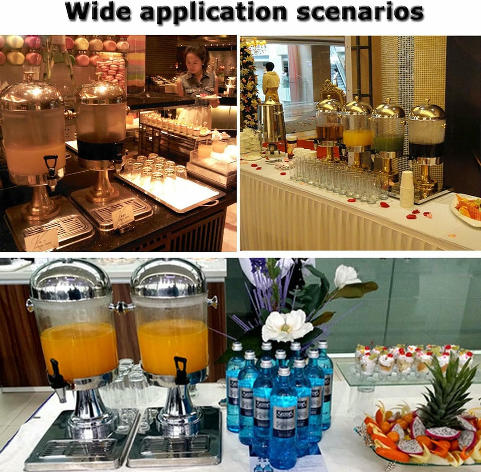 Dispensador De Bebidas, Dispensador De Jugo, Dispensador De Bebidas De Vidrio Transparente De Acero Inoxidable, Dispensador De Bebidas para Desayunar Barras De Buffet Hoteles