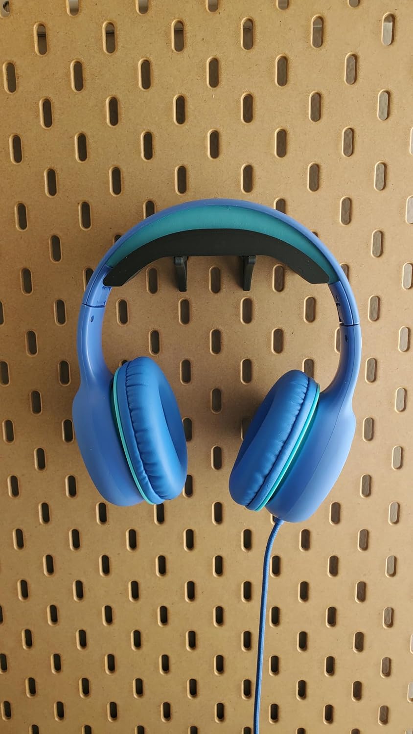 'Just Hanging' Headphone Hanger Holder, Compatible with IKEA SKADIS pegboard (Matte Black)