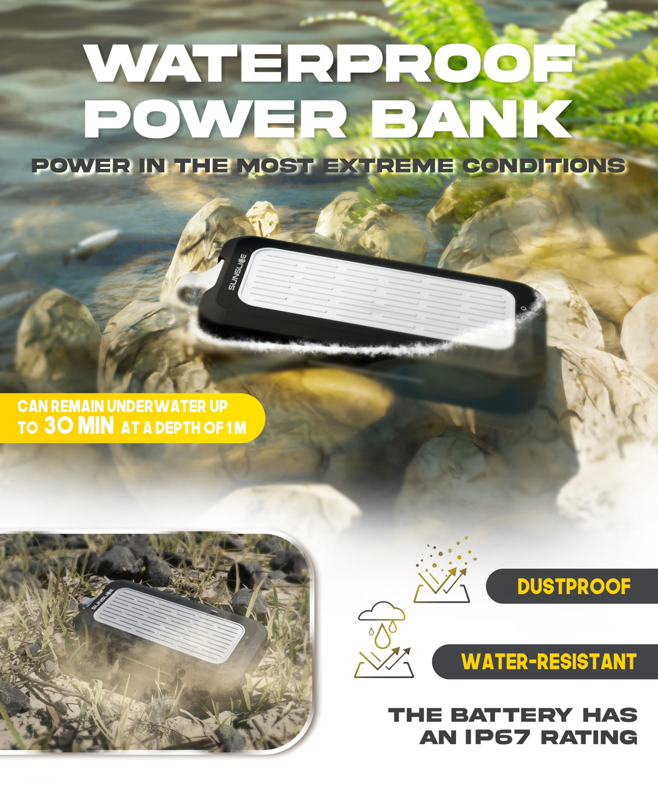 Batería Externa Gravity 20 Extreme Pro 20000 mAh con USB-C PD 60W, USB-C PD 20W y USB-A QC3.0 18W, Power Bank Robusta Resistente a Golpes y Salpicaduras, Carga rápida para portátil, Tablet y Viaje