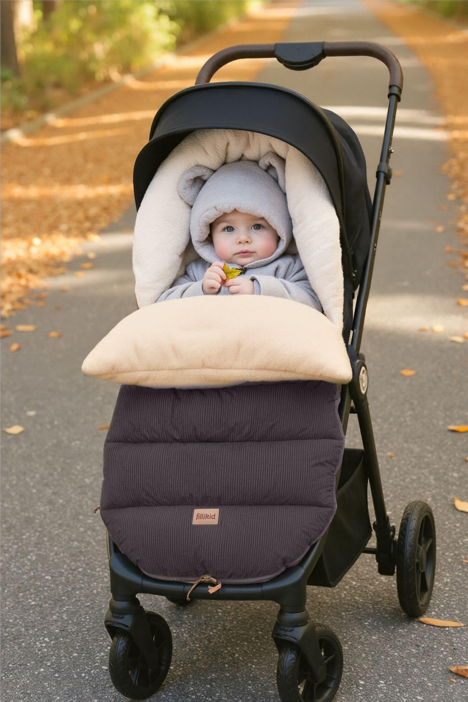 Fillikid Winterfußsack Atlas Cord Exklusiv | Warmes Fleece-Innenfutter, wind- & wasserabweisend, pflegeleicht, komfortabel, für Buggy & Kinderwagen