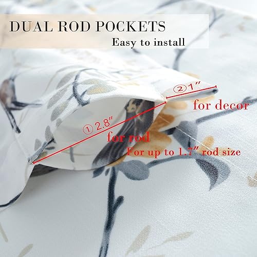 Miniatura 2 de Vogol - Volantes para ventana de cocina estampadas con aves, textura de lino de 18.0pulgadas de largo para ventanas pequeñas, un paño