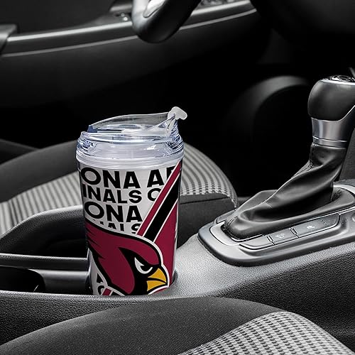 Miniatura 45 de Rico Industries NFL Football - Vaso de acrílico de 24 onzas con tapa con bisagras, vaso de doble pared con licencia oficial para fanáticos de la NFL