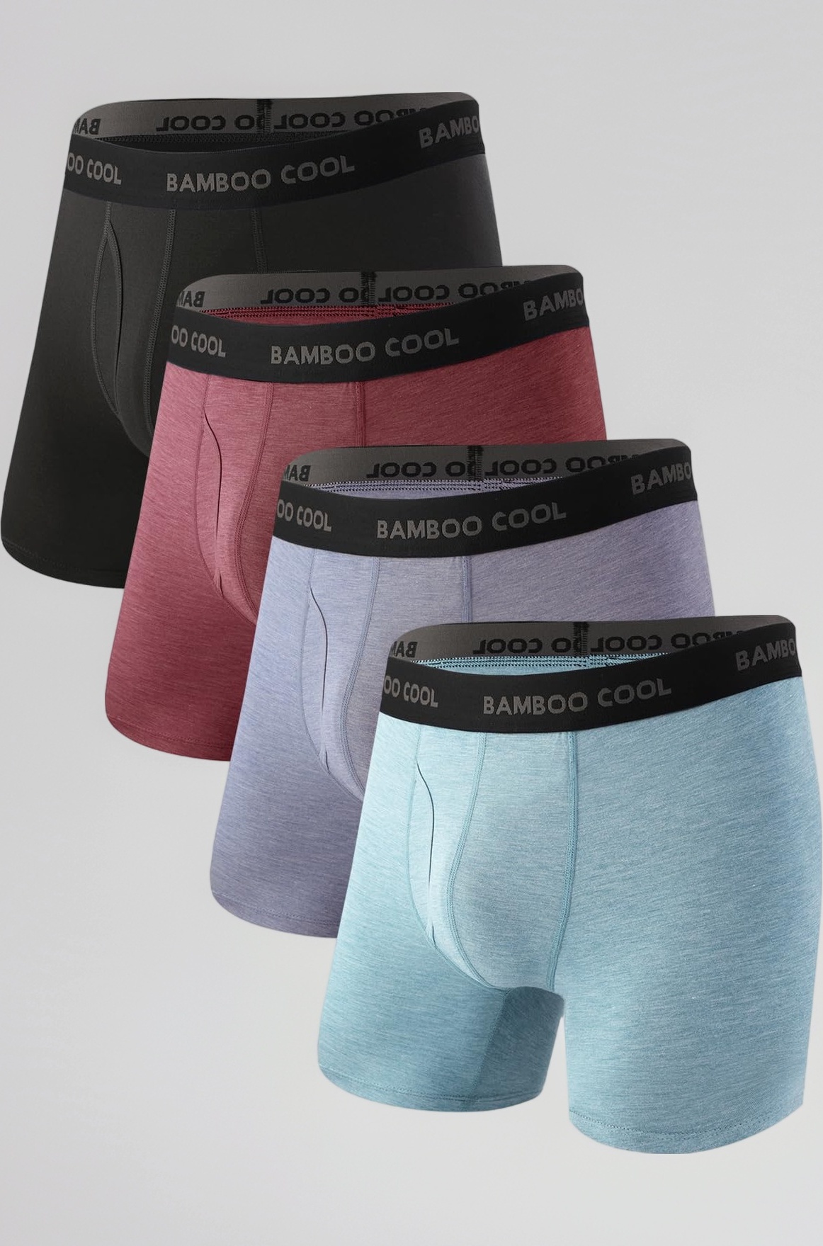 BAMBOO COOL Men's Ultra Breathable Underwear,No Riding Up Boxer Briefs with ComfortFlexible Waistband,Multipack