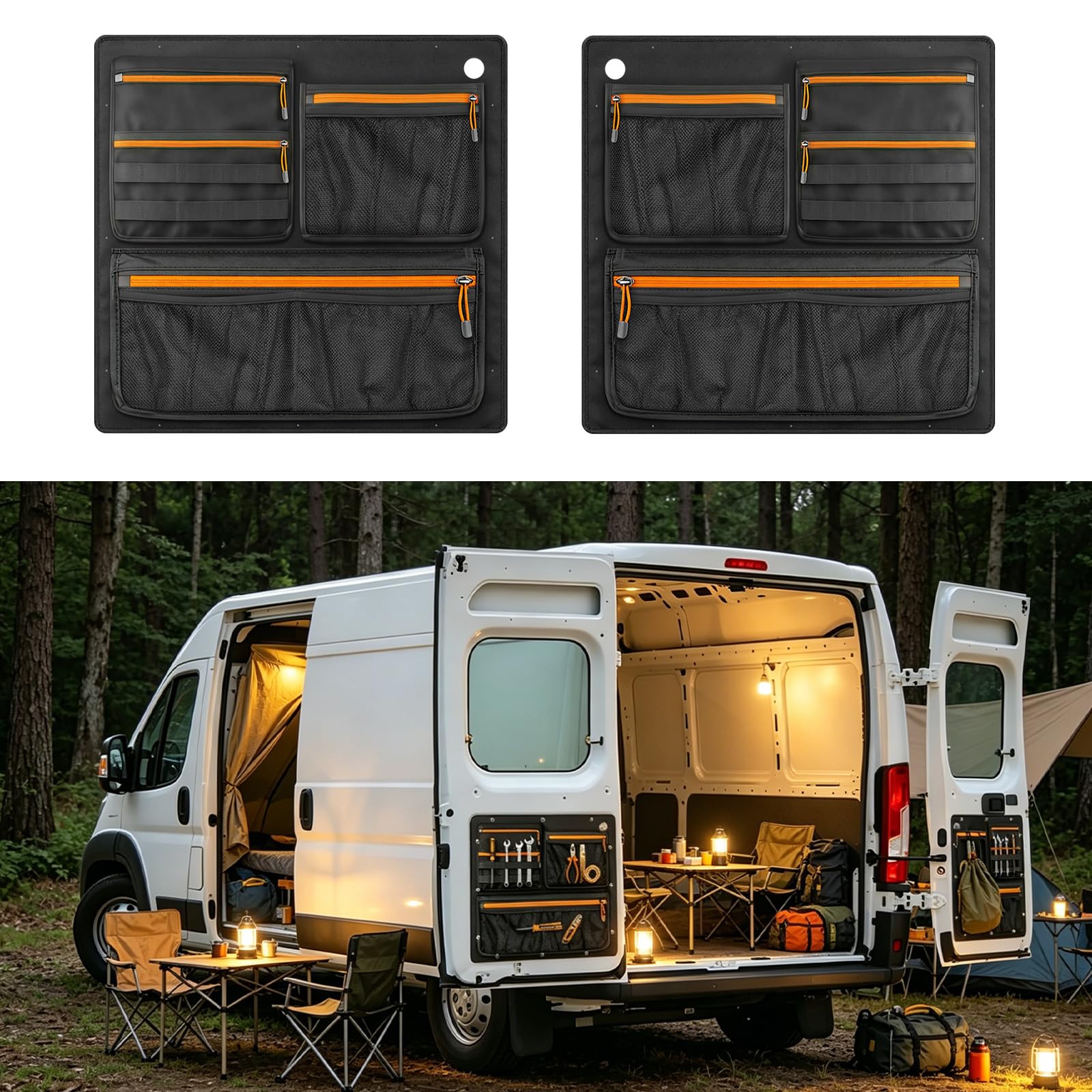 RASHION Organizador de Almacenamiento para Puerta de Granero Compatible con Fiat Ducato Peugeot Boxer 2006-2023 Bolsa de Almacenamiento para Furgoneta Camper