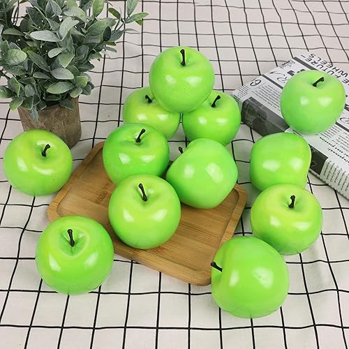 Miniatura 4 de Manzanas artificiales de frutas falsas, juego de 12 manzanas artificiales realistas de frutas realistas para cocina, frutas falsas realistas,