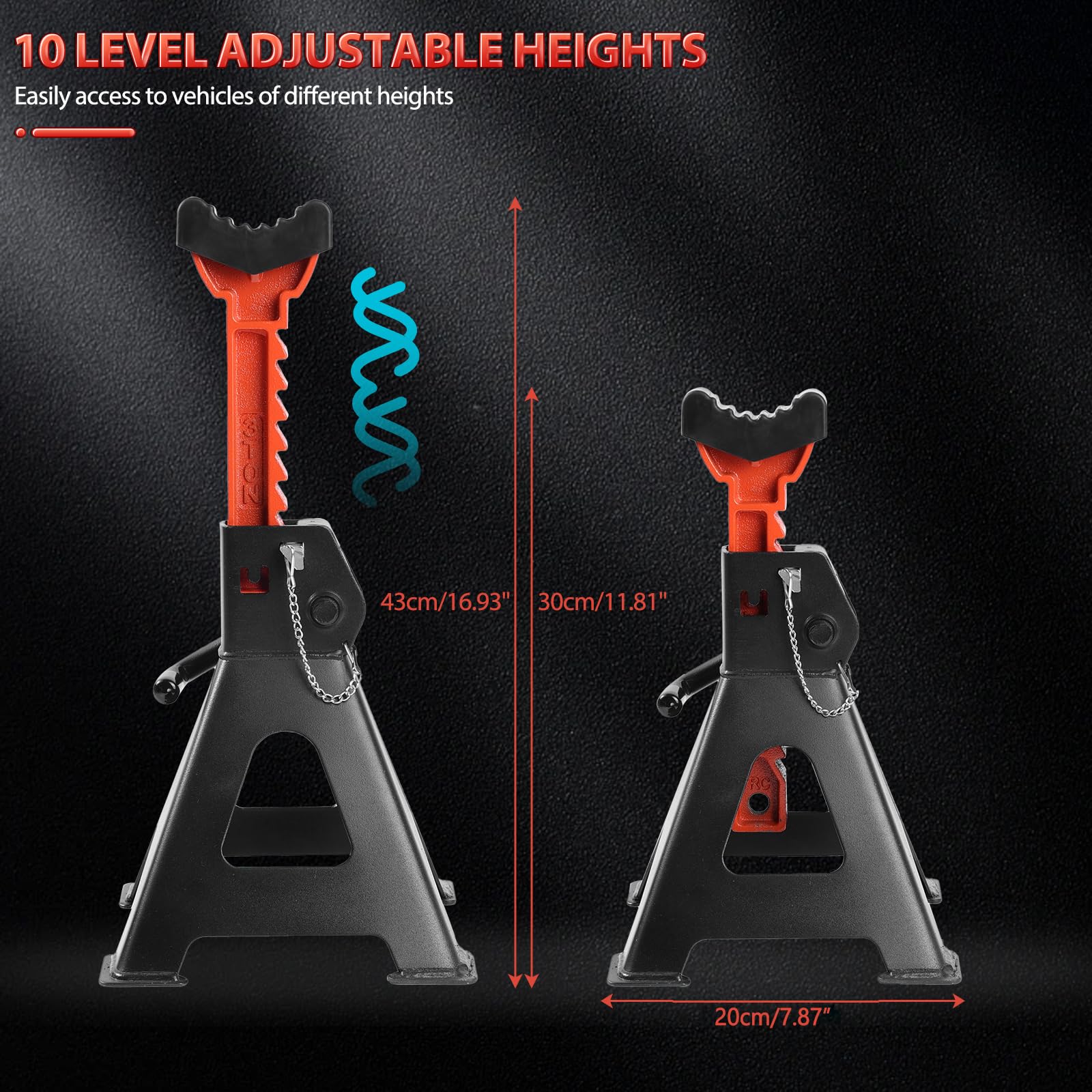 2 cavalletti di sostegno per sollevamento pesanti, 3 tonnellate, supporto per auto, roulotte, rimorchi, attrezzi di sollevamento in gomma antiscivolo