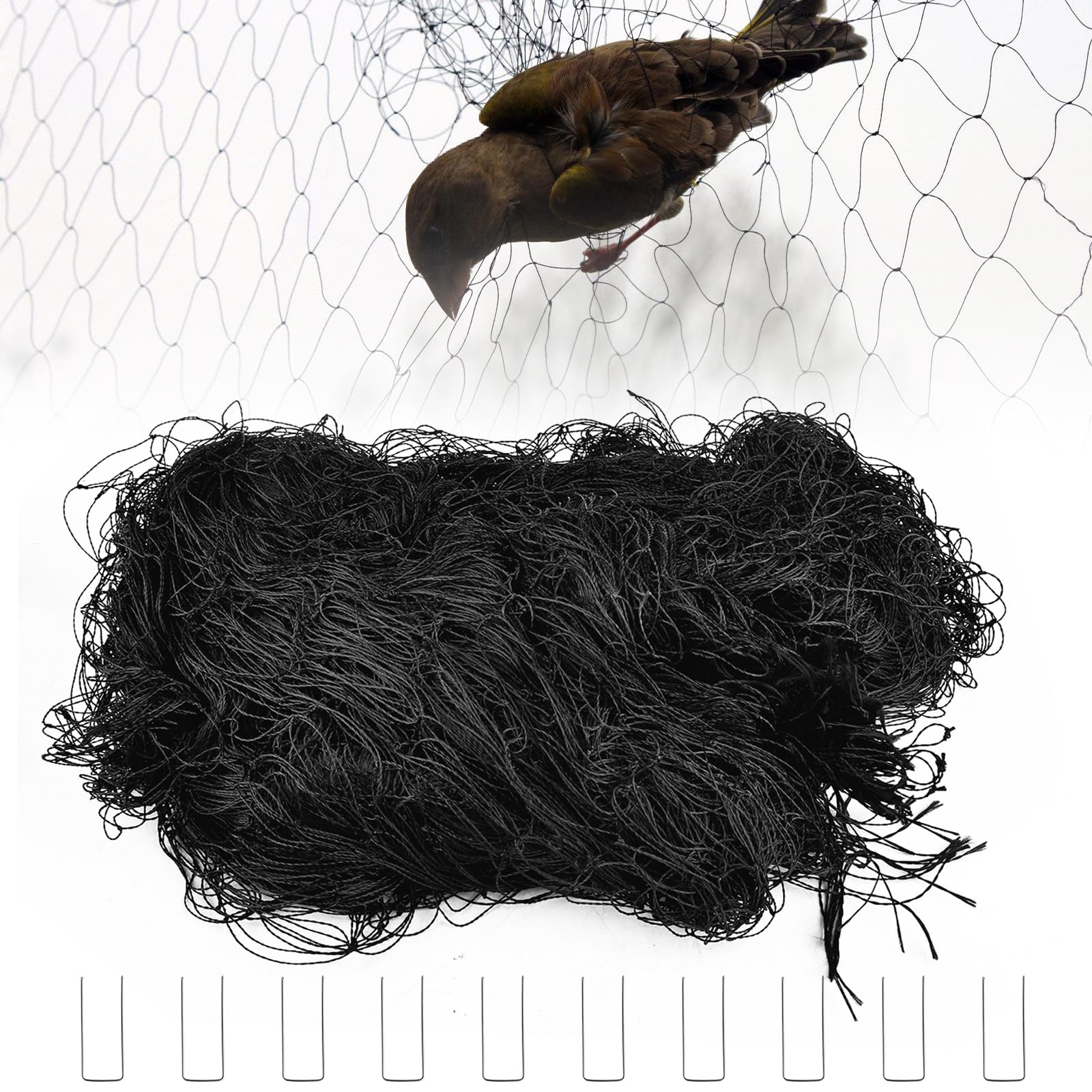 Delamiya Red de protección para pájaros, red para pollos, red de jardín, red de aves de corral verde, malla fuerte (5 m x 15 m) con red de 6 cm para valla de pollos, red de protección para pájaros,