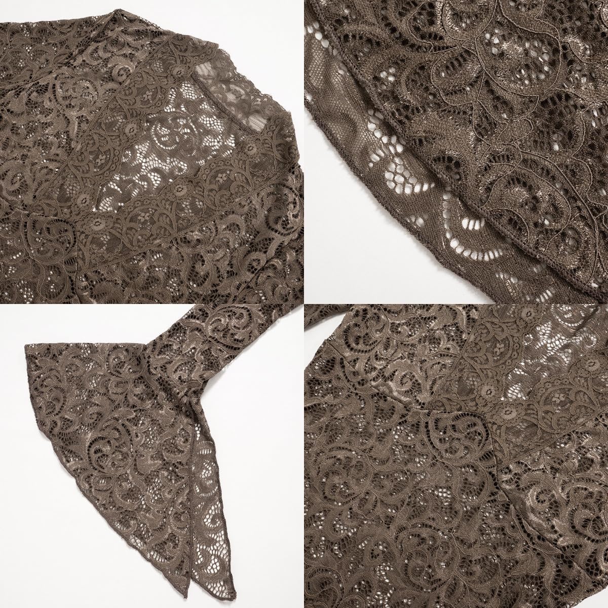 AIBEARTY Women's Sexy Sheer Mesh Lace Bodycon Dress Flared Long Sleeve V Neck Mini Dress Party Club Evening Dresses - Image 7