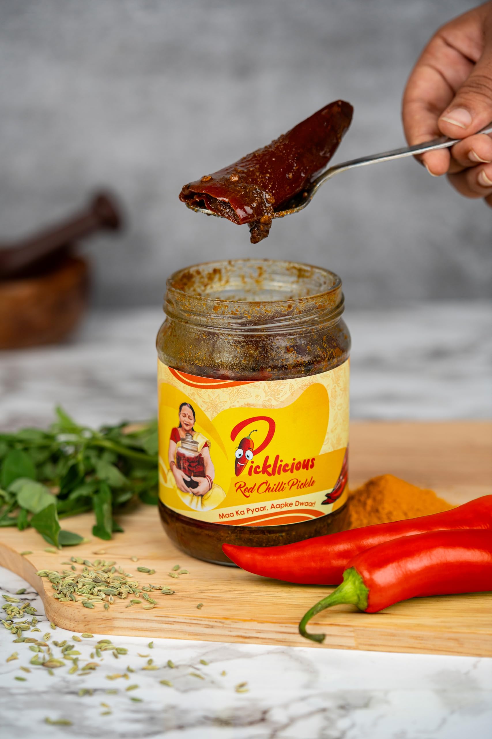 Stuffed Red Chilli Pickle (Bharwa Lal Mirch Bihari Achar) – 500 G | Authentic Homemade, Spicy & Flavourful Bharwa Mirchi |Bihari Bharwa Mircha| Picklicious - Image 4 thumbnail
