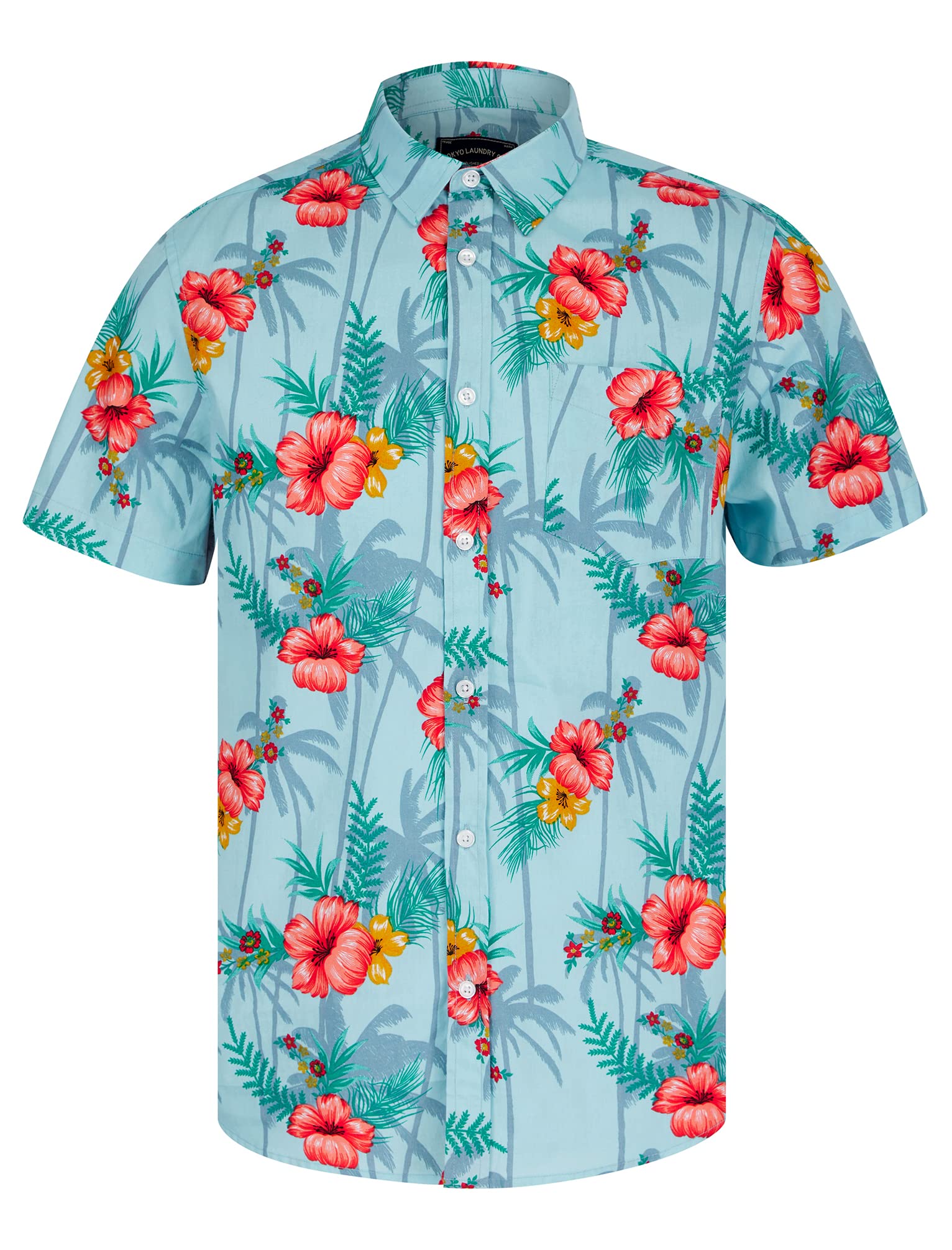 Tokyo Laundry Men's Tropical Floral Print Cotton Short Sleeve Hawaiian Shirt