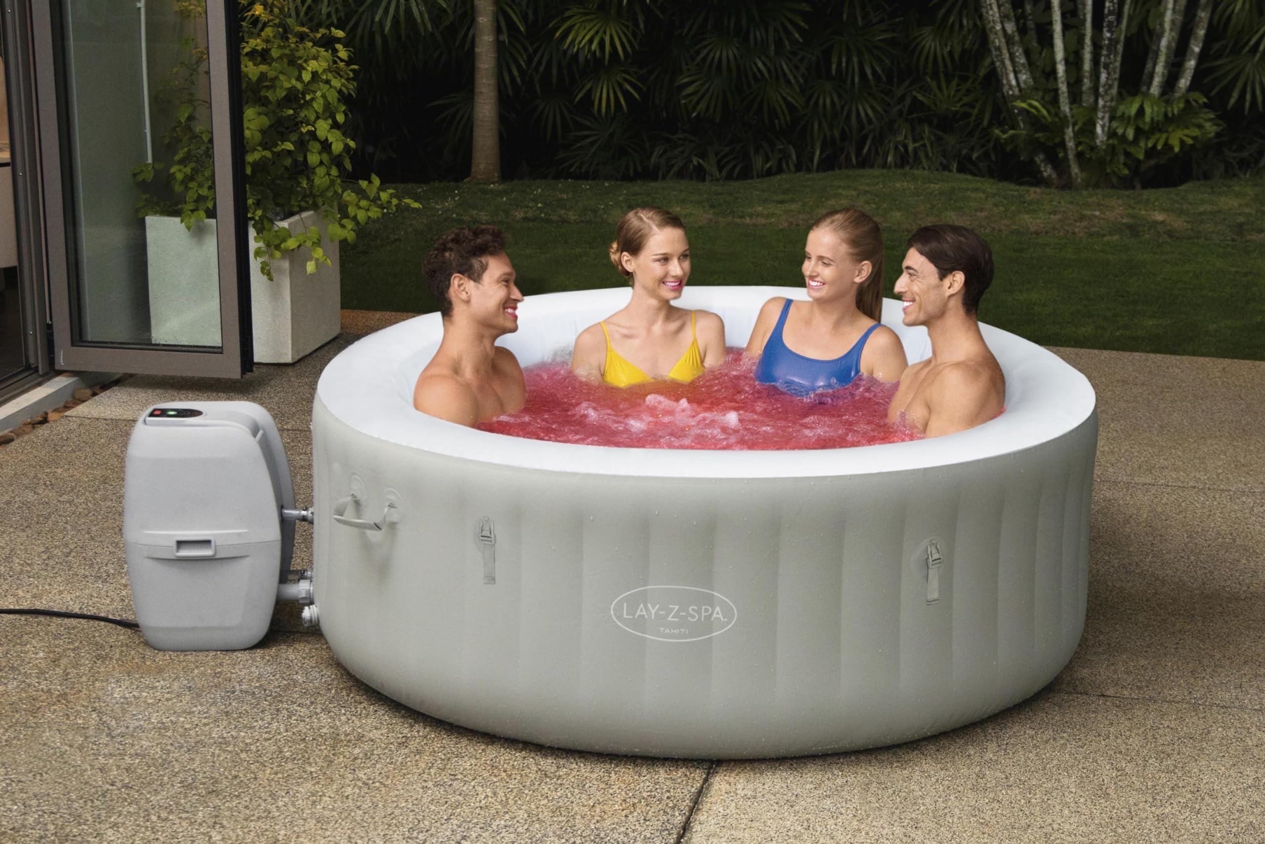 BESTWAY - SPA Hinchable Lay-Z-SPA Tahiti para 2-4 Personas Redondo 180x66 cm con Luces LED