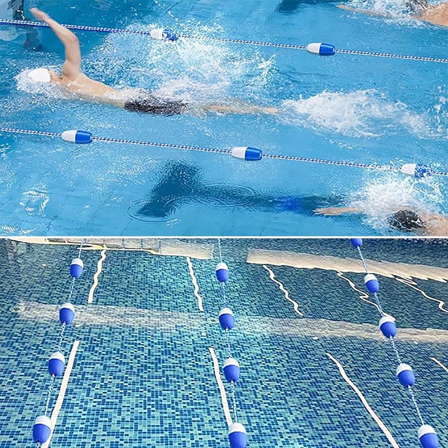 Barrière de sécurité flottante portable pour piscine avec crochets, corde de séparation de 1,8 m pour piscines, plages et cours d'eau côtiers, accessoire de piscine durable pour une sécurité