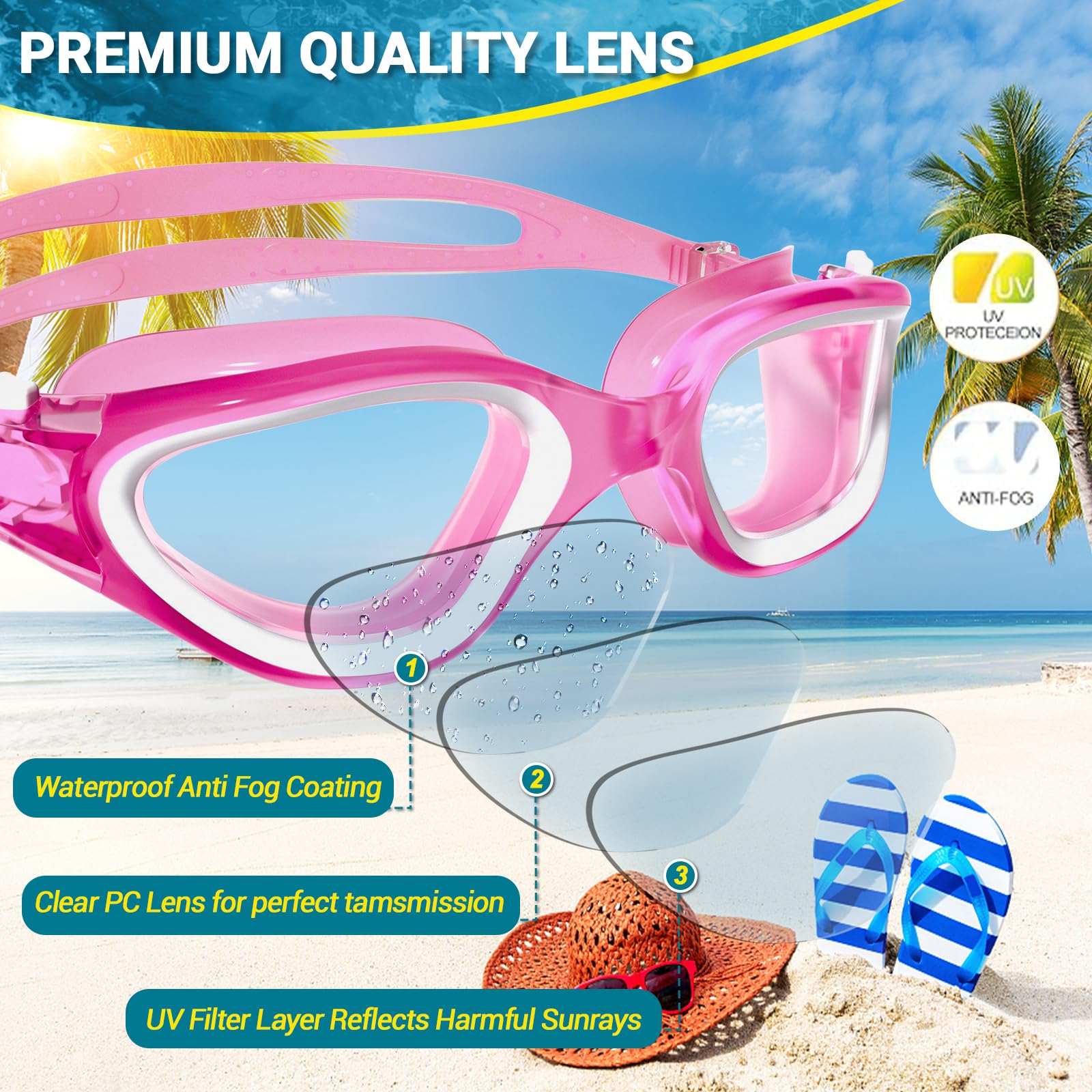 Winline Polarized Swimming Goggles Anti Fog Anti UV Anti Leak Comfortable Clear Non-polarized Swim Goggles for Adult Men Women Teenager - Image 2