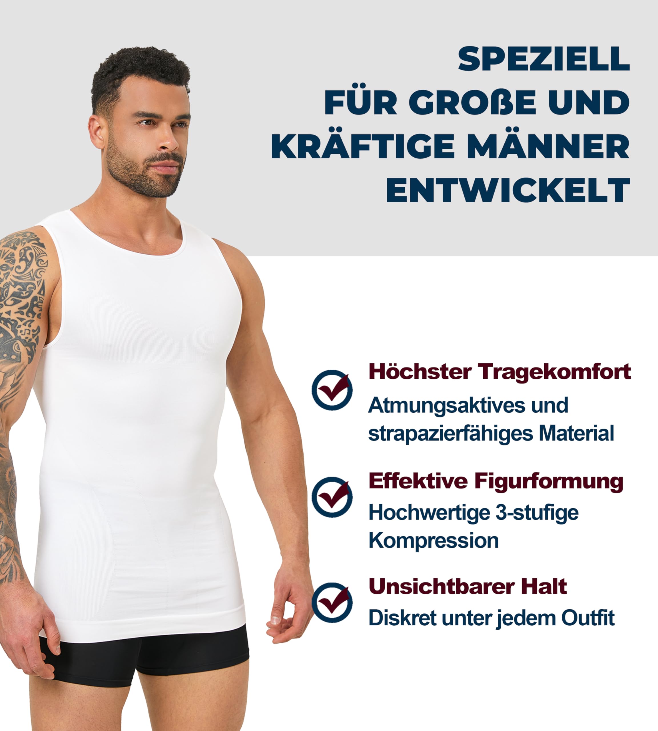 Kompressionsshirt für Herren, Shapewear, schlankmachendes Tank-Top, nahtlos, Bodyshaper, Unterhemd für Gynäkomastie, Bauchkontrolle