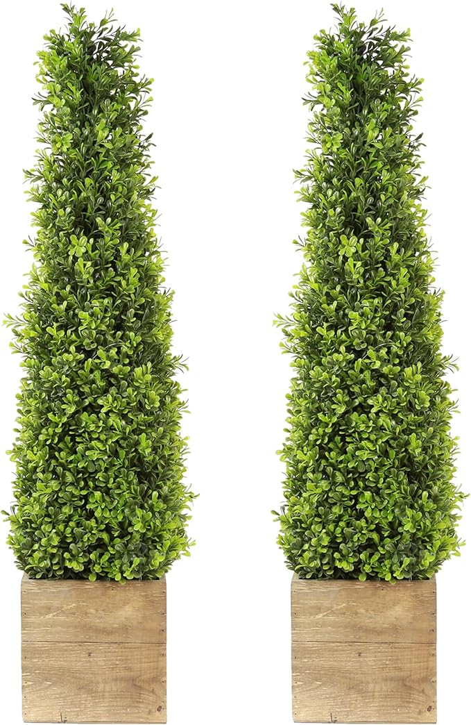 SN Decor Artificial Boxwood Topiary Tower Tree 2.8ft