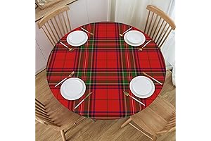 GTEVUTS Christmas Tablecloth Round - Elastic Edged Christmas Decor
