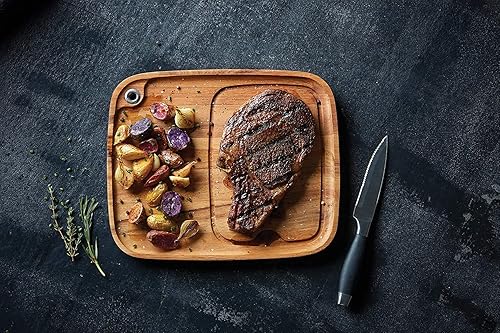 Miniatura 4 de BBQ Fans Circle R Branding Iron para carne, bollos, madera y cuero, incluye tablón de secoya y plato de madera para carne