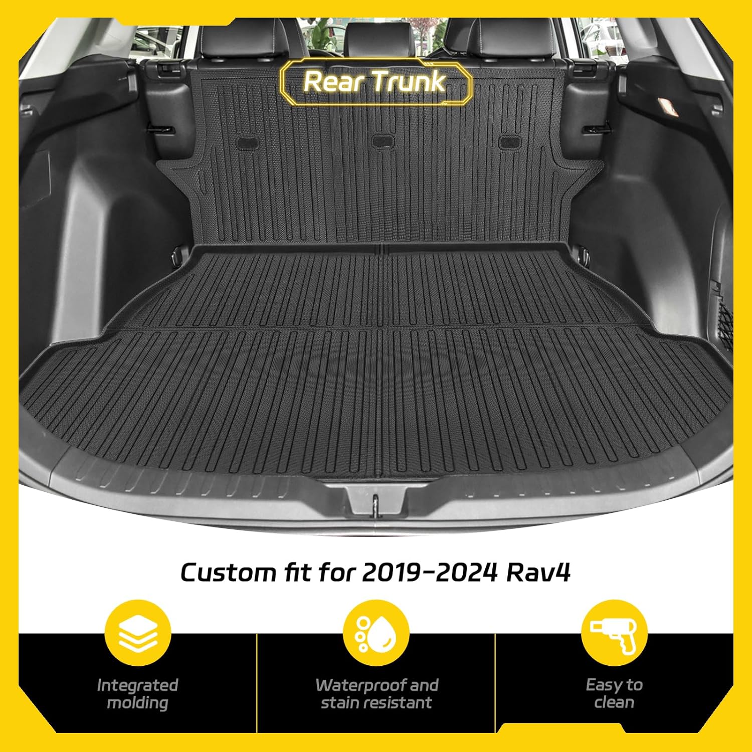Floor Mats for Toyota RAV4(Include Hybrid) 2025 2024-2019 6Pcs All Weather RAV4 Floor Mats Full Set for Toyota RAV4 Accessories 2025 2024-2019 TPE Back Seat Cover Protector - Image 3