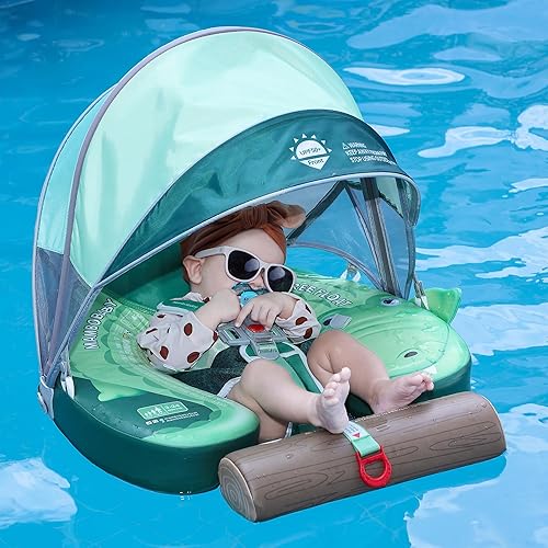 Miniatura 32 de Mambobaby Flotador de natación para bebé con toldo sólido para piscina, entrenamiento de natación, flotadores de agua sin aire, flotador de agua