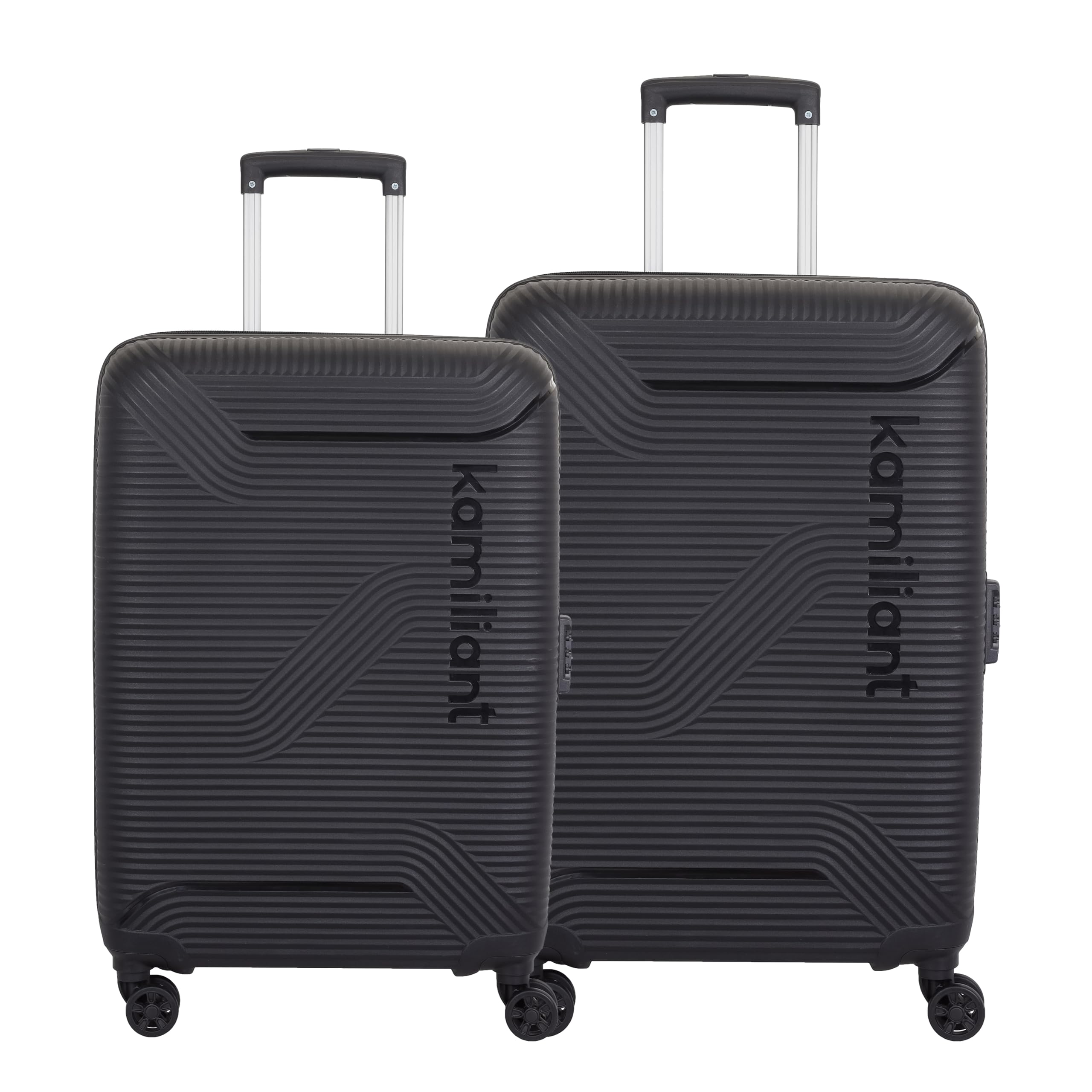 Kamiliant by American Tourister Nexus with Combination Lock & 8 Wheel 2Pc Set (Small +Medium) & Internal Organiser, Hard PP Suitcase for Travel/Trolley Bag with Double Wheel- Black-picture-44