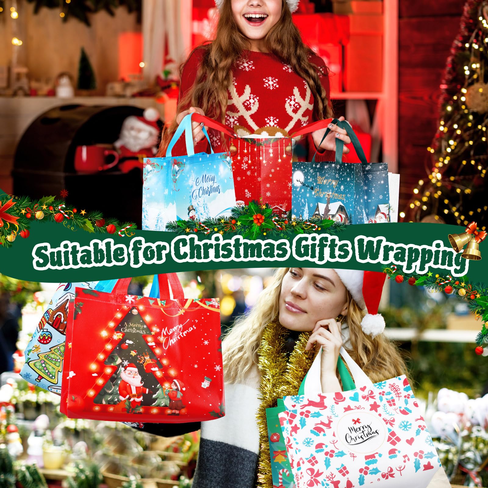 Amazon.co.jp: Photect クリスマスギフトバッグ バルク不織布