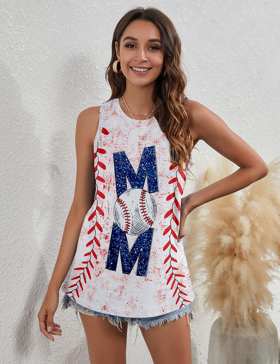 ALLTB Baseball Mom Tank Tops for Women Baseball Graphic Tanks Summer Sleeveless Softball Mom Tee Shirts - Image 2