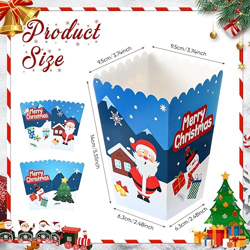 Miniatura 2 de Baderke 24 cajas de palomitas de maíz de Navidad, mini caja de dulces de Navidad, caja de golosinas de galletas, muñeco de nieve, Papá Noel, copo de