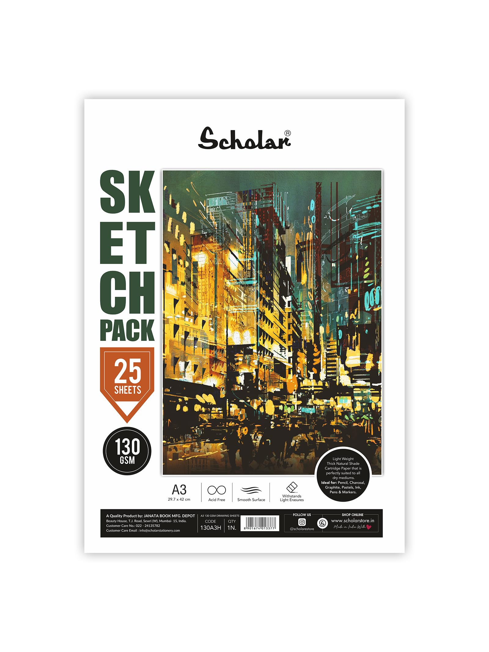 Scholar Sketch Pack - Loose Drawing Sheets (170 GSM A3 Cartridge Paper) (Pack of 25 Sheets) (B0B4WNWTCJ) Amazon Price History, Amazon Price Tracker