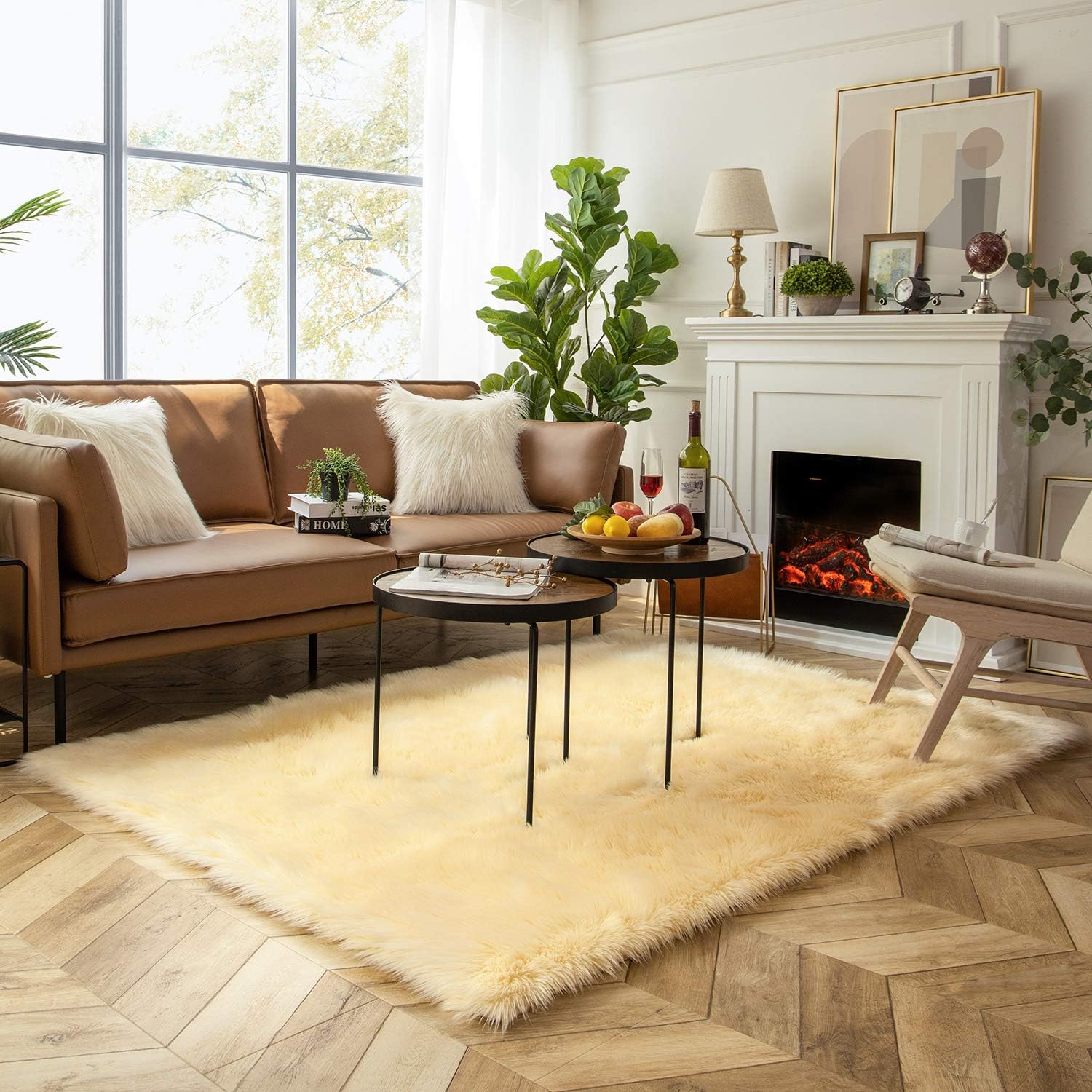 Ashler Faux Fur Rug, Fluffy Shaggy Area Rug Ultra Soft 5 x