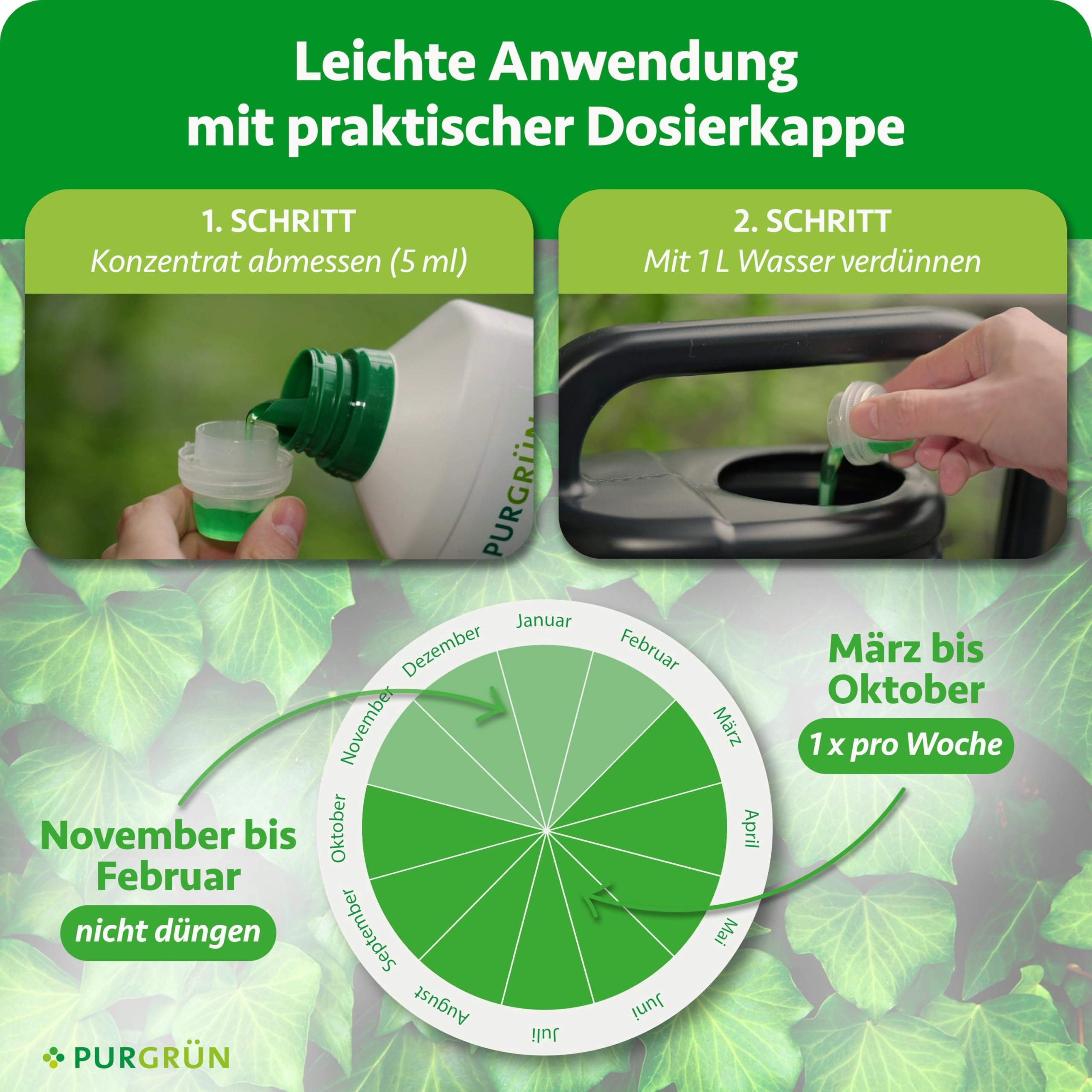 Efeu-Dünger 1 Liter – Schnell wirksame mineralische Rezeptur – Premium-Flüssigdünger mit Spurennährstoffen – NPK 10+4+6 – Fördert kräftiges Wachstum – Wirkt innerhalb von wenigen Tagen