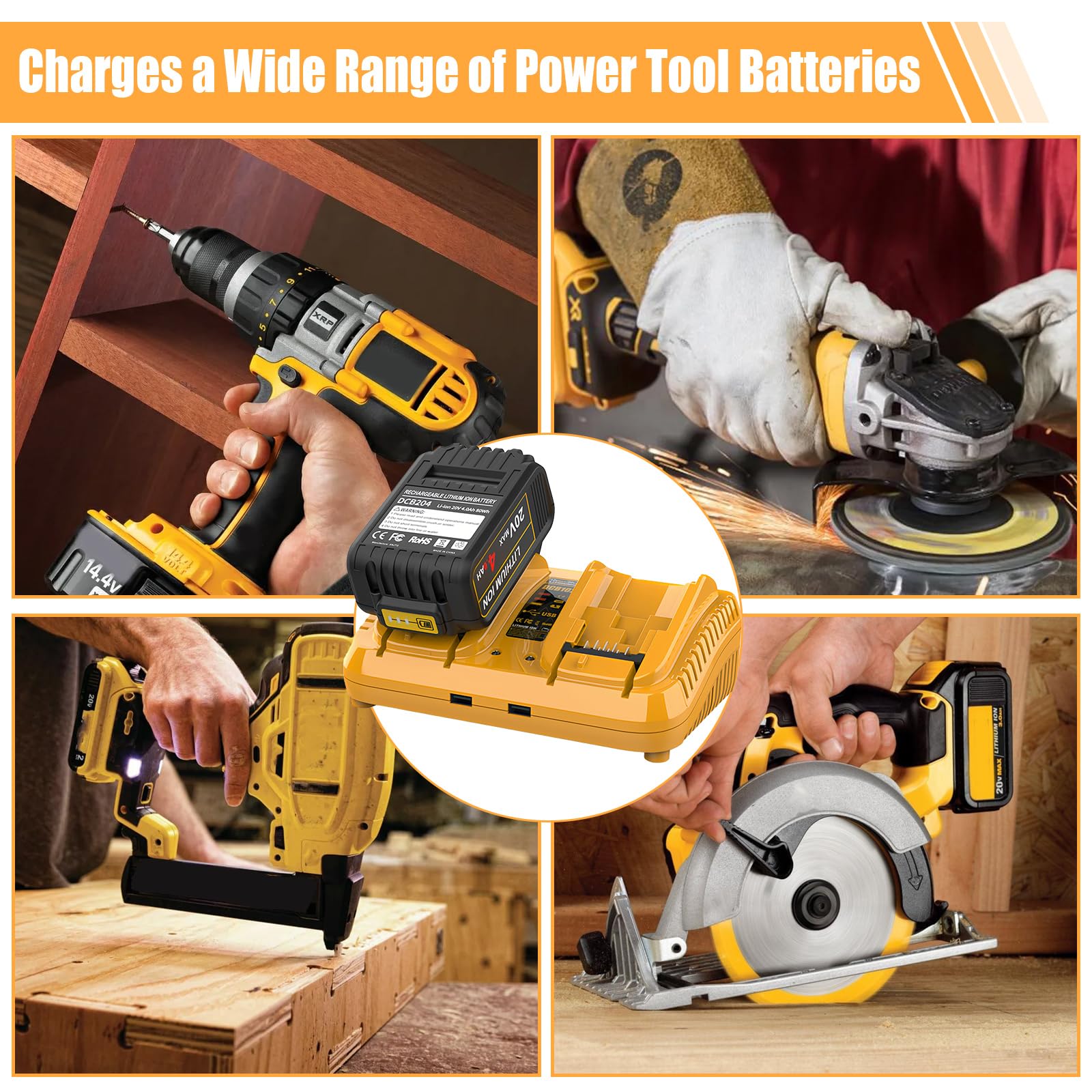 Caricabatterie a doppia porta per batterie Dewalt 12 V/20 V, caricabatterie rapido compatibile con batterie al litio serie DCB
