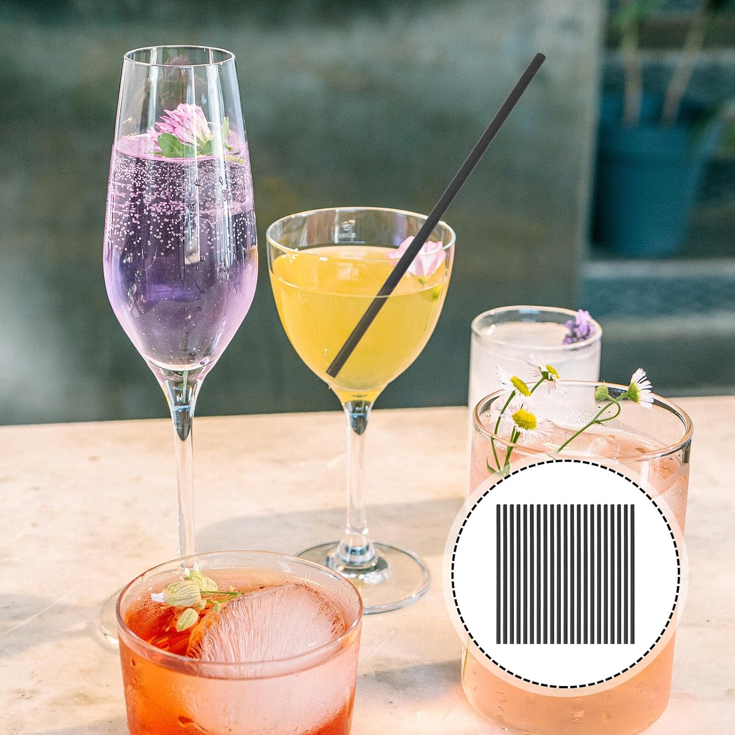 200pcs Black Disposable Paper Straws for Parties Eco-friendly Biodegradable Drinking Beverage Straws for Weddings Birthdays Pool Bbq Summer Events