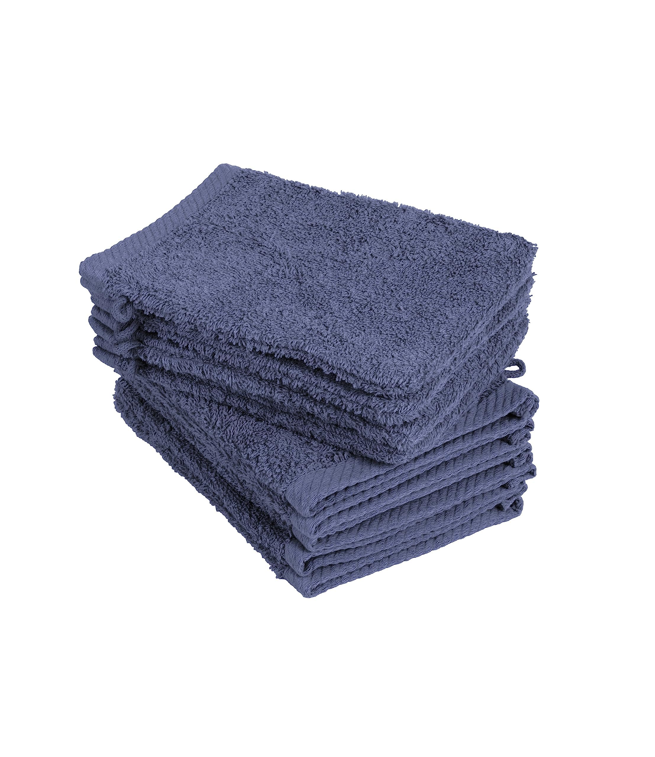 BaSaTex - Lot de 10 Gants de Toilette, Taille 15x21 cm en Marine 100% Coton