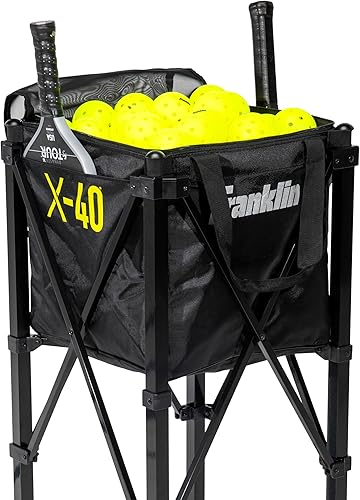 Miniatura 6 de Franklin Sports Tolva de pickleball portátil + bolsa de transporte - (100) cesta de pickleball + cesta de viaje con ruedas - Fácil almacenamiento +