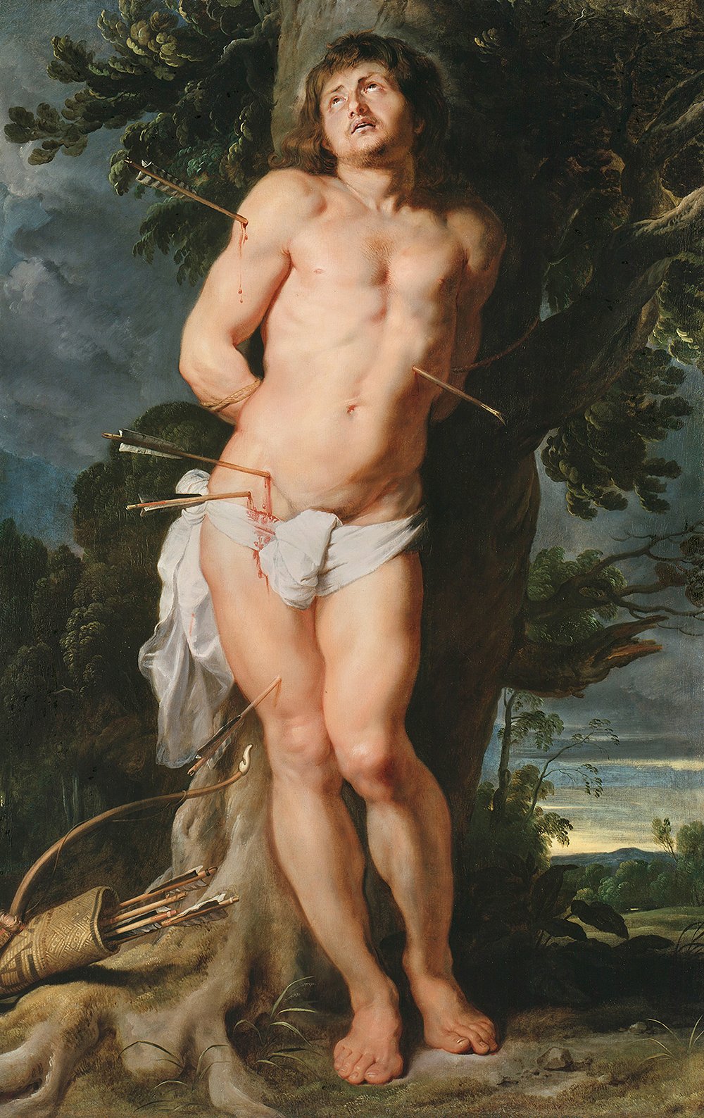 Décoration salon grand tableau de Saint Sébastien par Rubens sous cadre noir