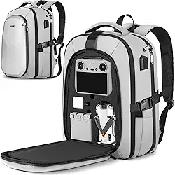 Capa para Mini 4 Pro, capa rígida à prova d'água compatível com DJI Mini 4 Pro, mochila grande de viagem portátil para drone compatível com controle DJI RC 2/RC-N2, combo Fly More, cinza